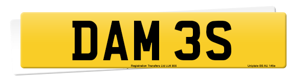 Registration number DAM 3S